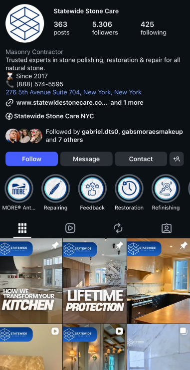 Depois: Statewide Stone Care no Instagram