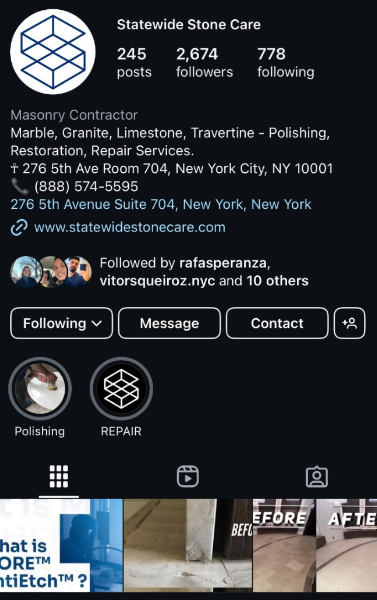 Antes: Statewide Stone Care no Instagram